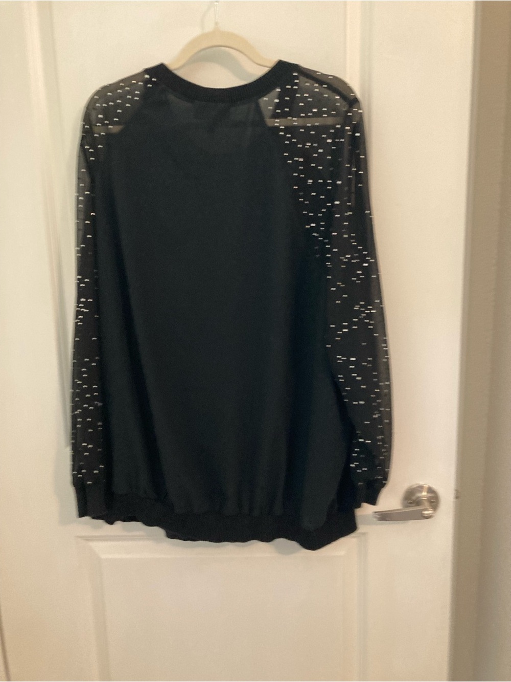 Lane Bryant Black Long-Sleeve Pullover with Ribbed Crew Neck